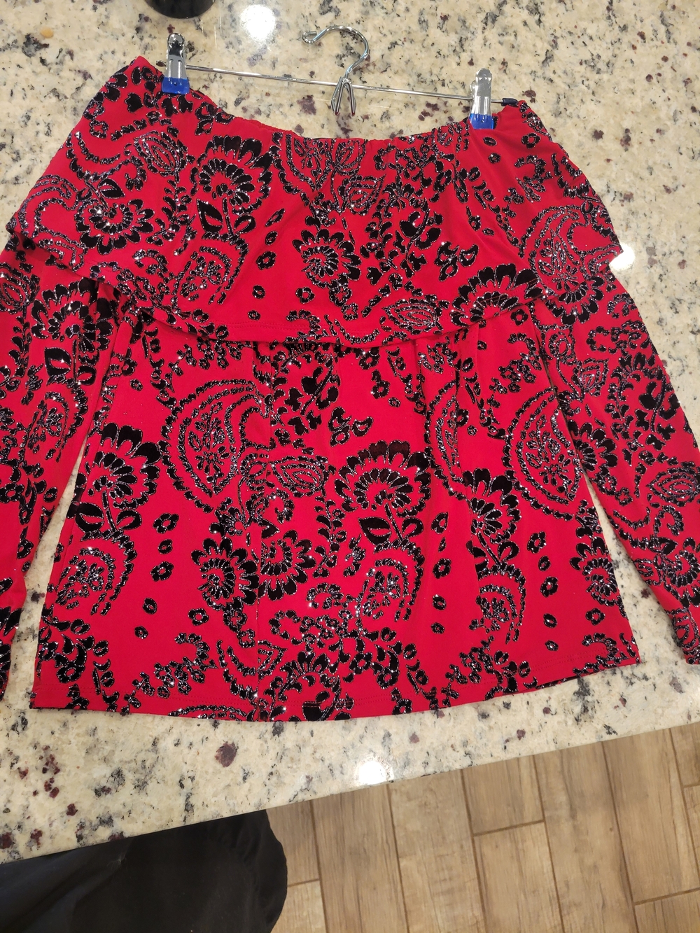 Red Off-Shoulder Floral Top